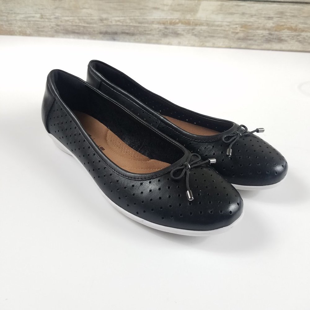 Clarks Collection Cushion Perforated Leather Flats